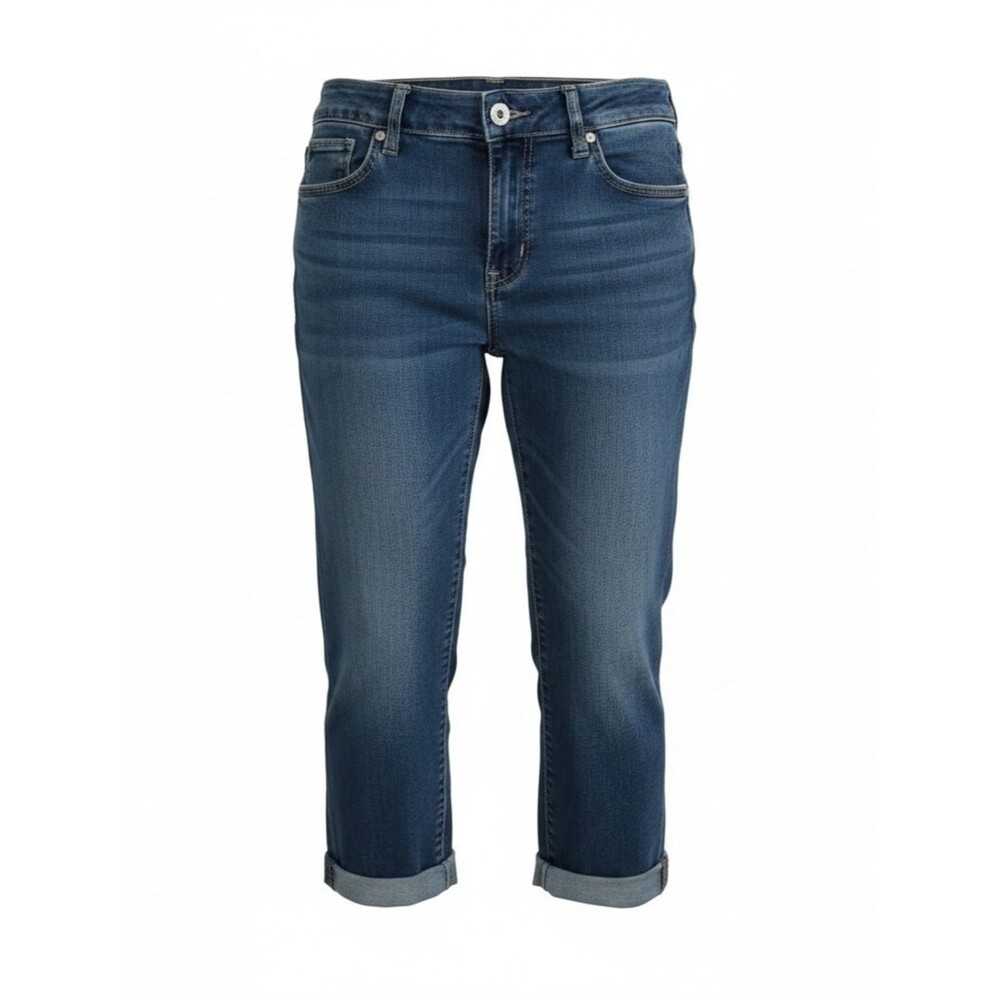 Wallflower Mid-Rise Cropped Jeans in Dark Blue Wash